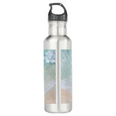 Strand mit weißem und grünem Lace Sand und Meer Edelstahlflasche (Rückseite)