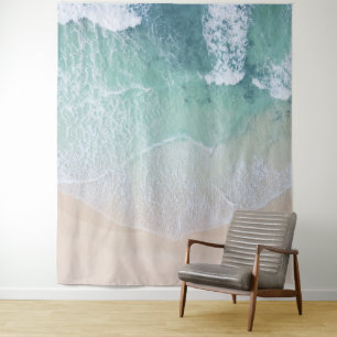 Strand mit weißem und grünem Lace Sand und Meer Wandteppich