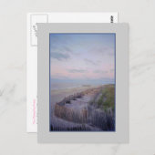 'Strand mit Zaun und Dünen bei Morgendämmerung' Po Postkarte (Vorne/Hinten)