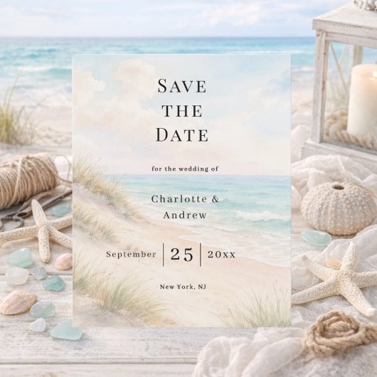 Strand moderne Hochzeit Save the Date Karte