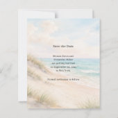Strand moderne Hochzeit Save the Date Karte (Rückseite)