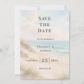 Strand moderne Küstenhochzeit Save The Date (Vorderseite)