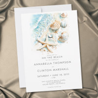 Strand Moderne Muscheln Aquarell Hochzeit am Meer