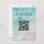 STRAND Moderne QR-Code-Website-RSVP-Karte Save The Date (Vorderseite)