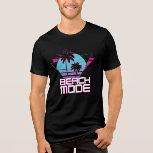 Strand-Modus Retro Palmen Sonnenuntergang Tri-Blend Shirt