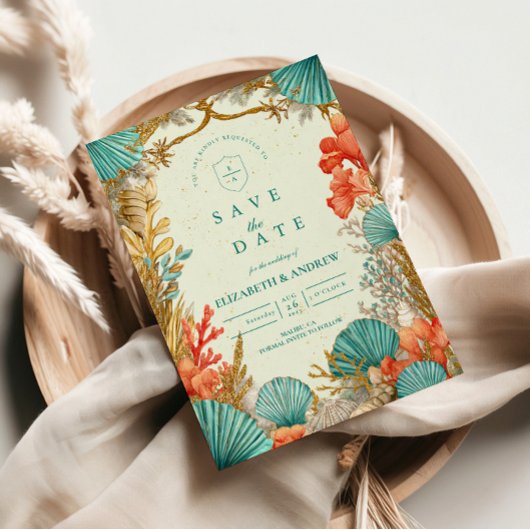 Strand-Muschel-Botanische-Hochzeit Save The Date