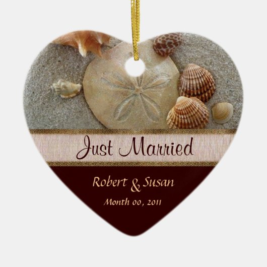 Strand-Muschel-Herz-geformte Gastgeschenk Hochzeit Keramik Ornament (Vorne)