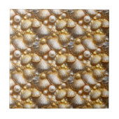 Strand Muscheln Gold Perlen Glanz Muscheln Fliese (Vorderseite)