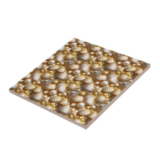 Strand Muscheln Gold Perlen Glanz Muscheln Fliese (Seite)