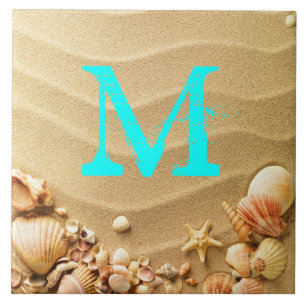Strand Muscheln Hawaii Sand Monogramm Display Tile Fliese