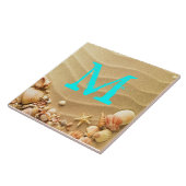 Strand Muscheln Hawaii Sand Monogramm Display Tile Fliese (Seite)