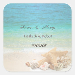 Strand Muscheln Hochzeit Quadratischer Aufkleber