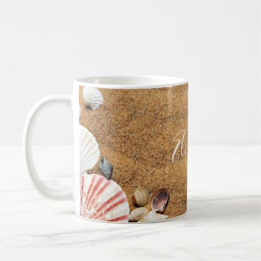 Strand-Muscheln-Monogramm-Ferien-Insel Kaffeetasse (Links)