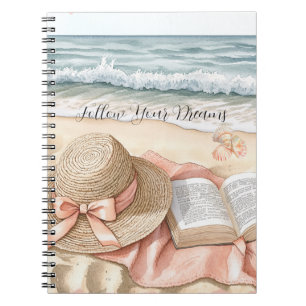 Strand Muscheln Ozean Pfirsich Schleife Hut Decke Notizblock