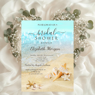 Strand Muscheln Sand Brautparty Einladung