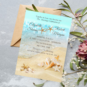 Strand Muscheln Sand Hochzeitseinladung Einladung