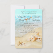 Strand Muscheln Sand Hochzeitseinladung Einladung (Vorderseite)
