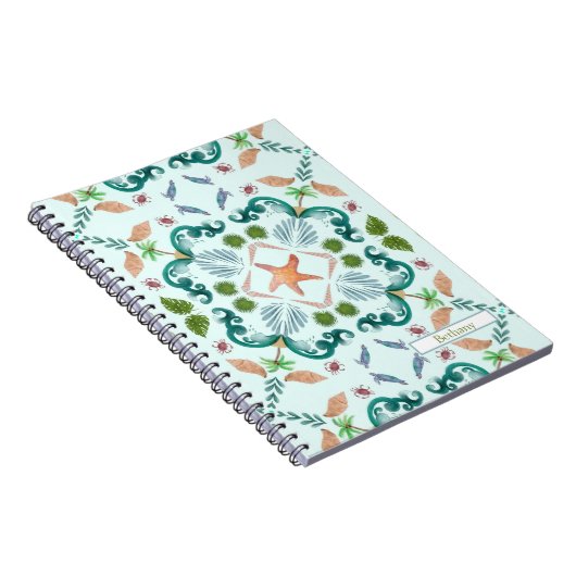 Strand naht Meeresleben mit Namen Notizblock (Rechte Seite)