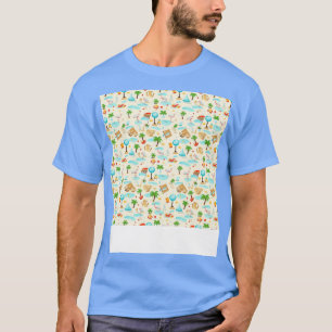 Strand Nahtloses Muster Sommer Palme Wellen Küste T-Shirt