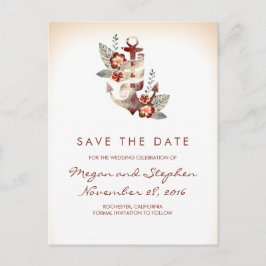 Strand - Nautical Floral Anchor Save the Date Ankündigungspostkarte