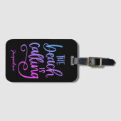 Strand nennt Custom Blue Lila Whimsical Text Gepäckanhänger (Vorderseite (Horizontal))