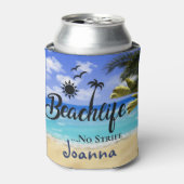 Strand No Strife Zitat Sommerpalme Wasser C Dosenkühler (Kanne Vorderseite)