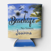 Strand No Strife Zitat Sommerpalme Wasser C Dosenkühler (Vorderseite)