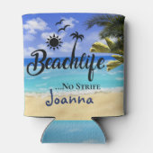 Strand No Strife Zitat Sommerpalme Wasser C Dosenkühler (Rückseite)