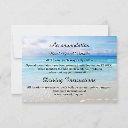 Strand oder Hochzeit in Urlaubsort Einladung (Rückseite)