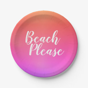 Strand Orange Pink Ombre Pappteller