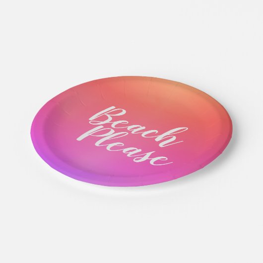 Strand Orange Pink Ombre Pappteller (Schrägansicht)