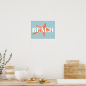Strand Orange Starfish & Cyan Blue Poster (Küche)