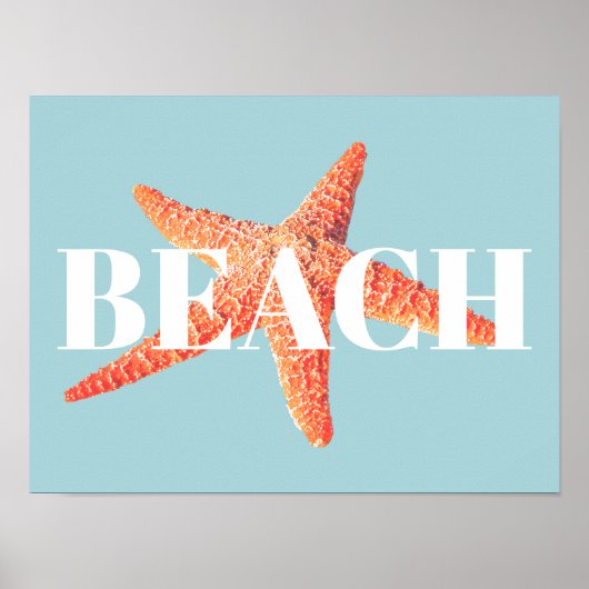 Strand Orange Starfish & Cyan Blue Poster (Vorne)