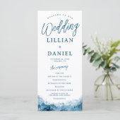 Strand-Ozean-Aquarell-Hochzeitsprogramm (Stehend Vorderseite)