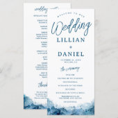 Strand-Ozean-Aquarell-Hochzeitsprogramm (Vorne/Hinten)