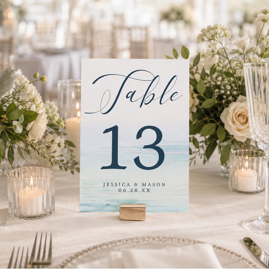 Strand-Ozean-Hochzeit 5x7-Tischnummern