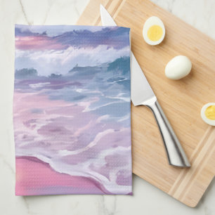 Strand Ozean Küste Rosa Malerei  Geschirrtuch