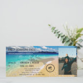 Strand - Ozean mit Foto und Flugzeug Abschluss Einladung (Stehend Vorderseite)