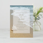 Strand Ozean Muschel Sandstrand Hochzeit Einladung (Stehend Vorderseite)