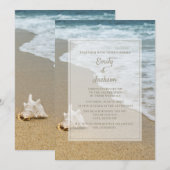 Strand Ozean Muschel Sandstrand Hochzeit Einladung (Vorne/Hinten)