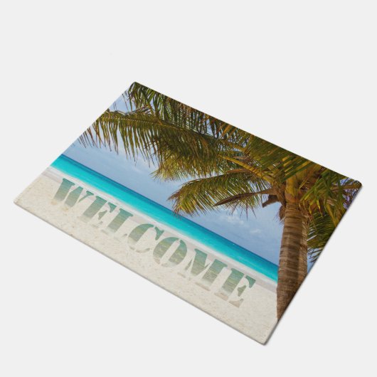 Strand, Ozean, Palm, Willkommen Fußmatte (Schrägansicht)