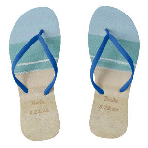 Strand-Ozean-Sand-Braut-Hochzeit drehen Reinfälle Badesandalen