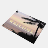Strand, Ozean, Sonnenuntergang, Palm, Willkommen Fußmatte (Schrägansicht)