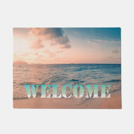 Strand, Ozean, Sonnenuntergang, Willkommen Fußmatte (Vorderseite)