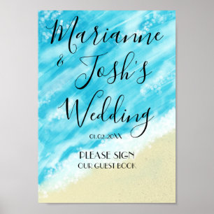 Strand Ozean Tropische Hochzeit Gästebuch Schild