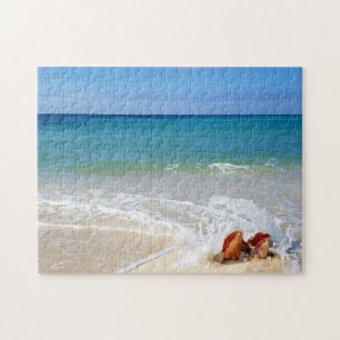 Strand Ozean Wave über Conch Seashells Puzzle