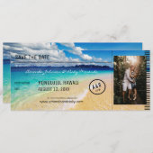 Strand - Ozean Ziel mit Foto Save the Date Einladung (Vorne/Hinten)