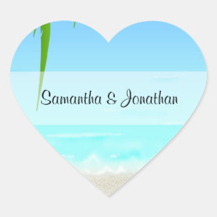 Strand-/Ozeanherz in Form von Stickern Herz-Aufkleber