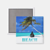 Strand, Palm, das Leben ist besser am Strand Magnet (Vorderseite/Rückseite)