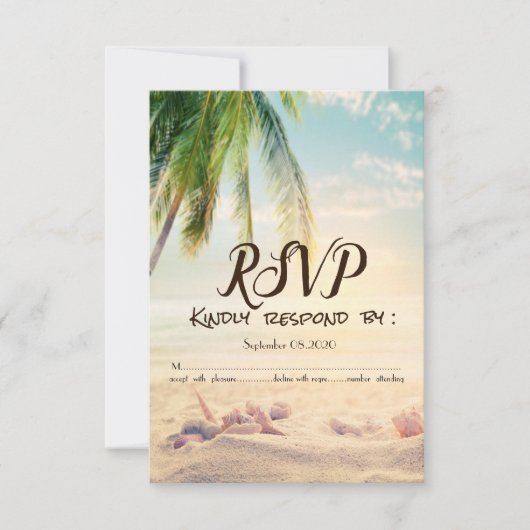 Strand, Palm, Seastar, Seashell UAWG Einladung (Vorderseite)